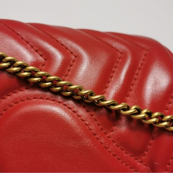 Gucci Red and Gold Mini Bag with Chevron Quilting - Picture 11 of 14